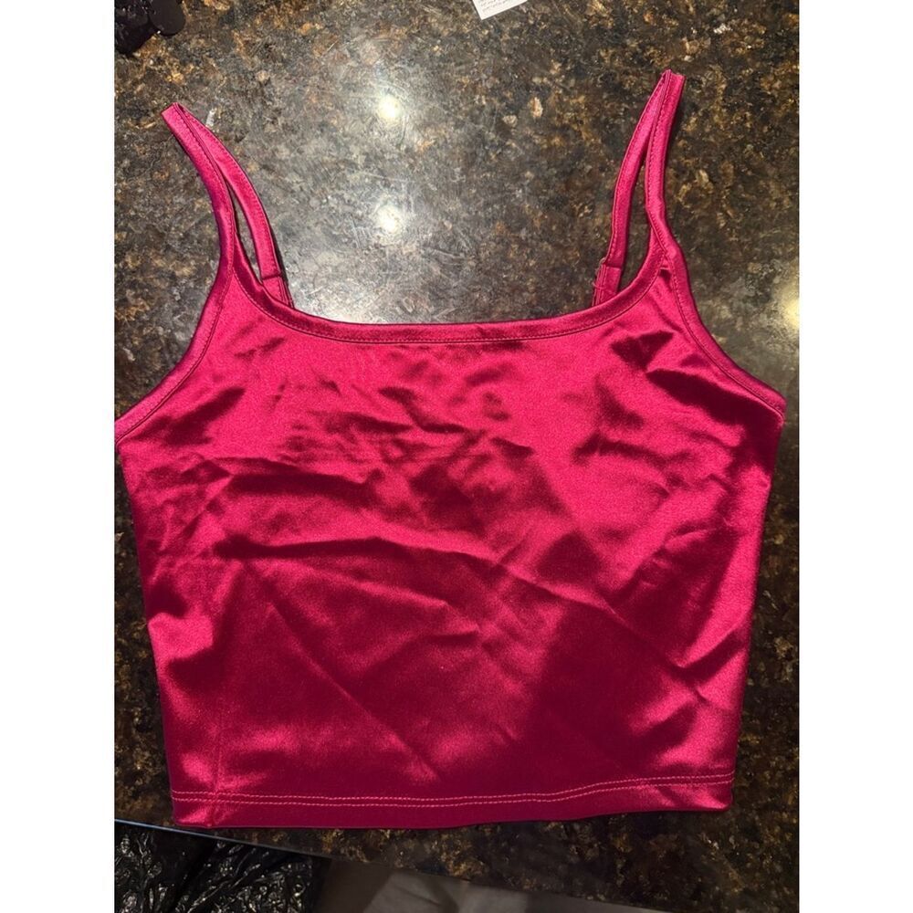 Satin Fuchsia Cami Tank Top - Worn Once - Size XS